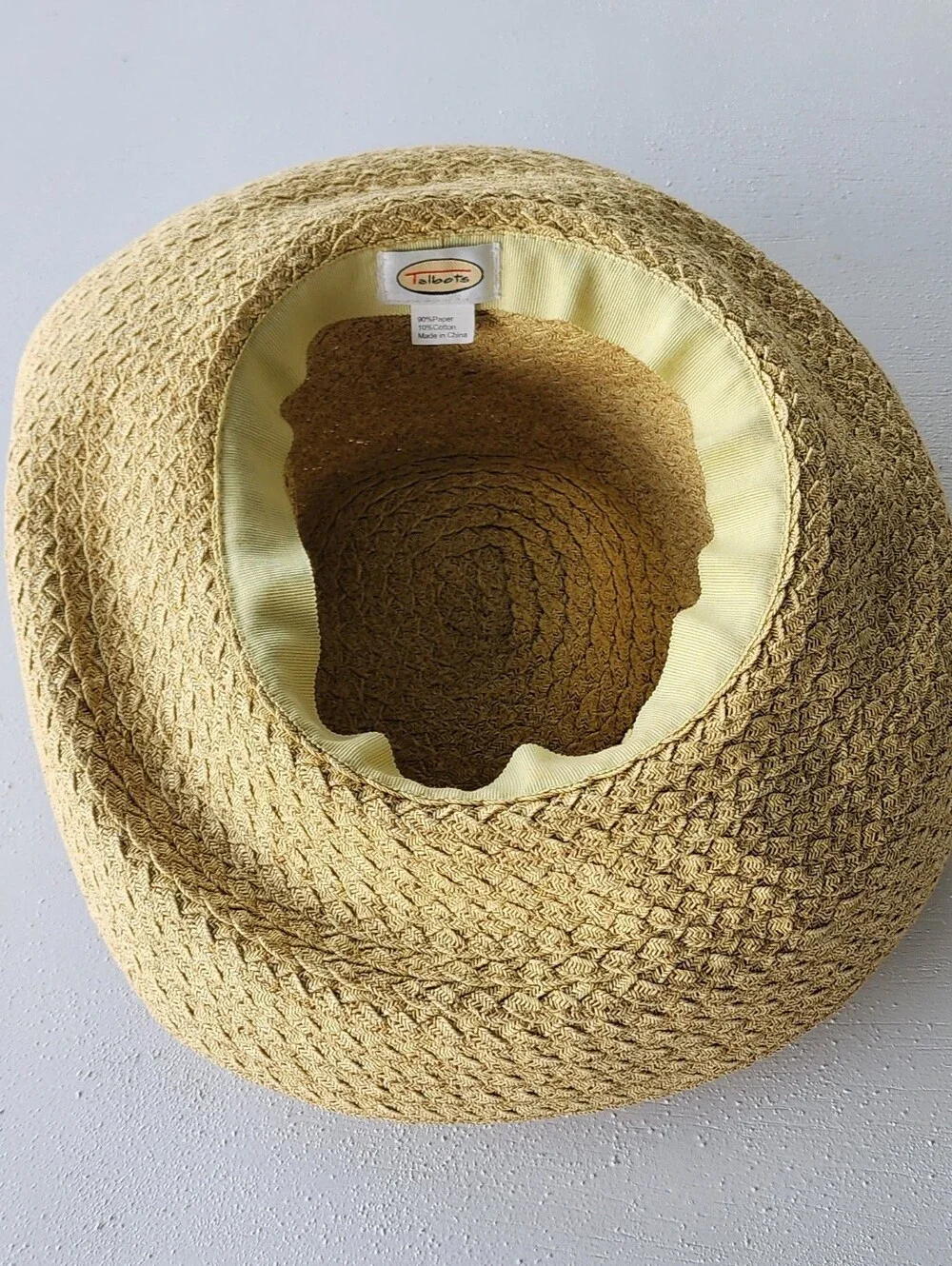 Talbots Natural Straw Sun Hat with Bow Trim
